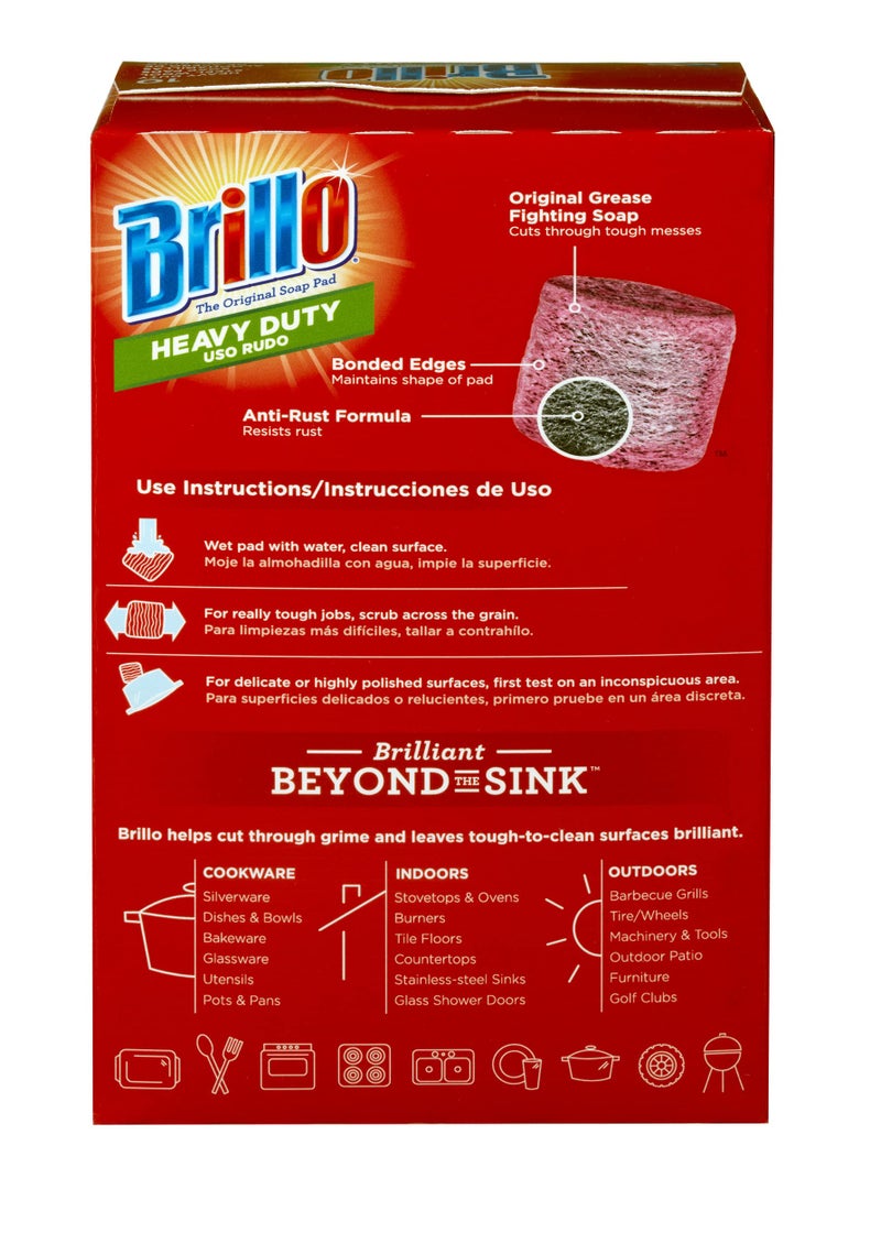 Brillo Heavy Duty Steel Wool Soap Pads, Original Red Scent (Heavy Duty, 10 Count (Pack of 1)) - Image 2